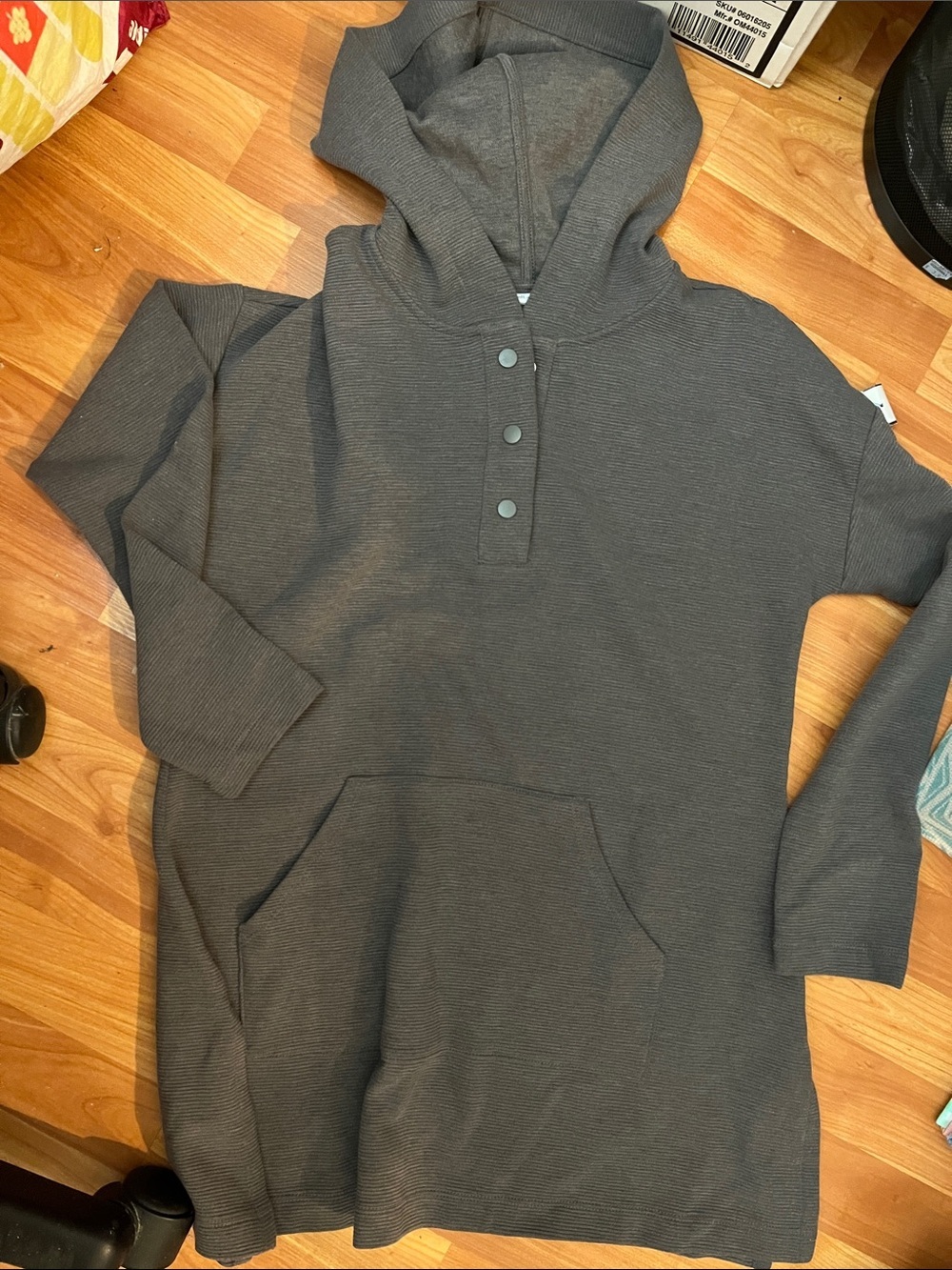 J. Jill Gray Hooded Snap-Placket Pullover Size L
